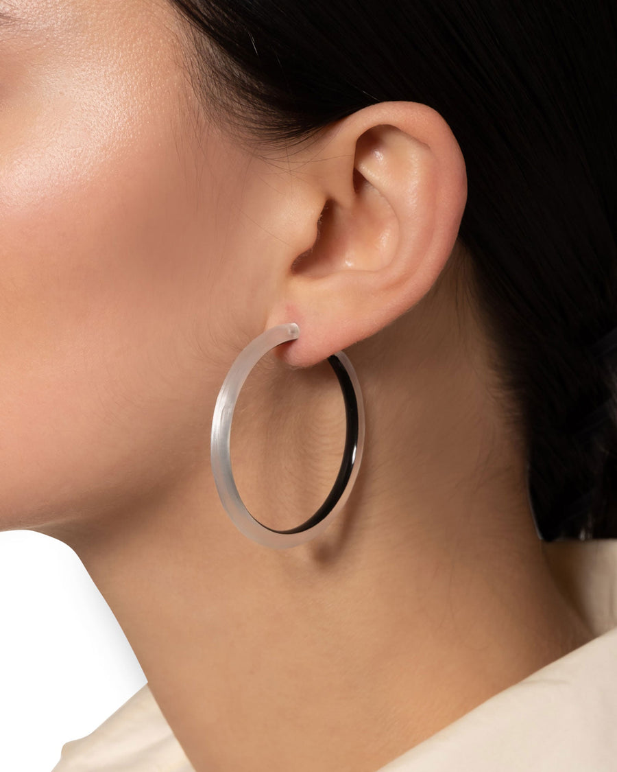 Alexis Bittar-Skinny Lucite Hoop Earrings-Earrings-Silver Lucite, Surgical Steel-Blue Ruby Jewellery-Vancouver Canada