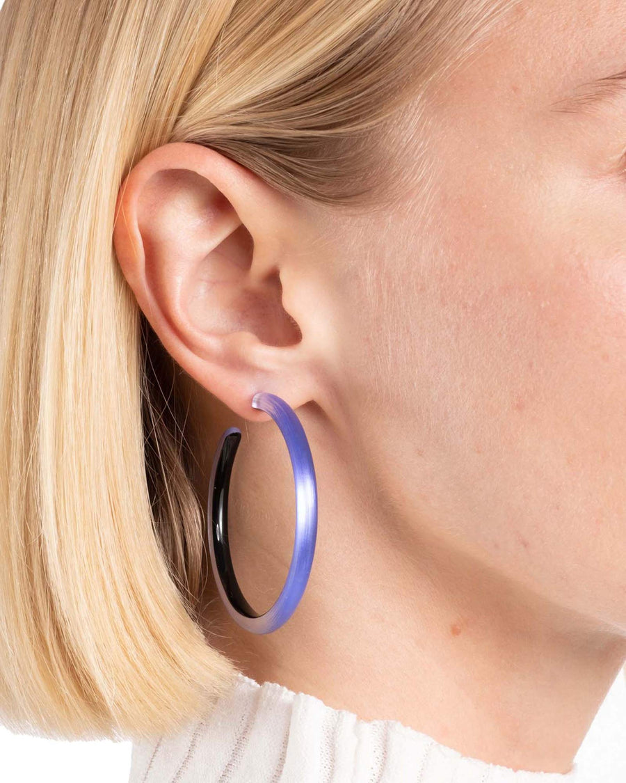 Alexis Bittar-Skinny Lucite Hoop Earrings-Earrings-Violet Lucite, Surgical Steel-Blue Ruby Jewellery-Vancouver Canada