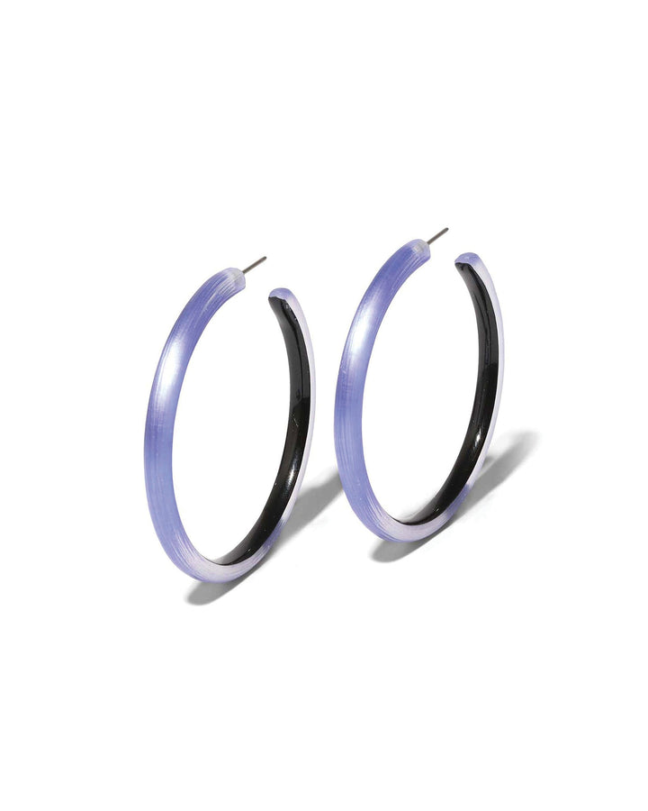 Alexis Bittar-Skinny Lucite Hoop Earrings-Earrings-Violet Lucite, Surgical Steel-Blue Ruby Jewellery-Vancouver Canada