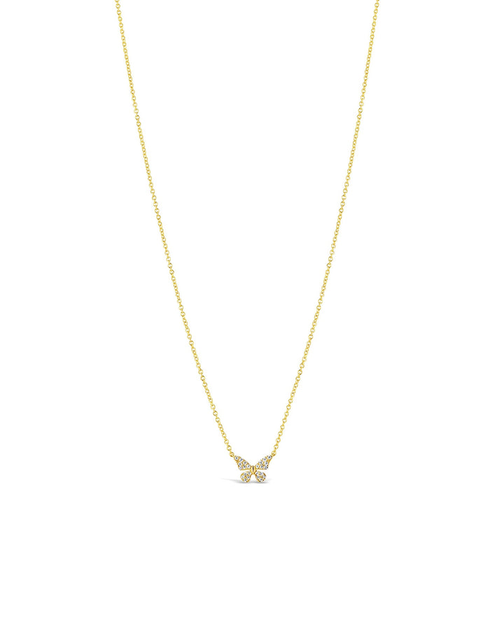 Small Butterfly Pave Necklace-Necklaces-Goldhive-14k Yellow Gold-Blue Ruby Jewellery-Vancouver-Canada