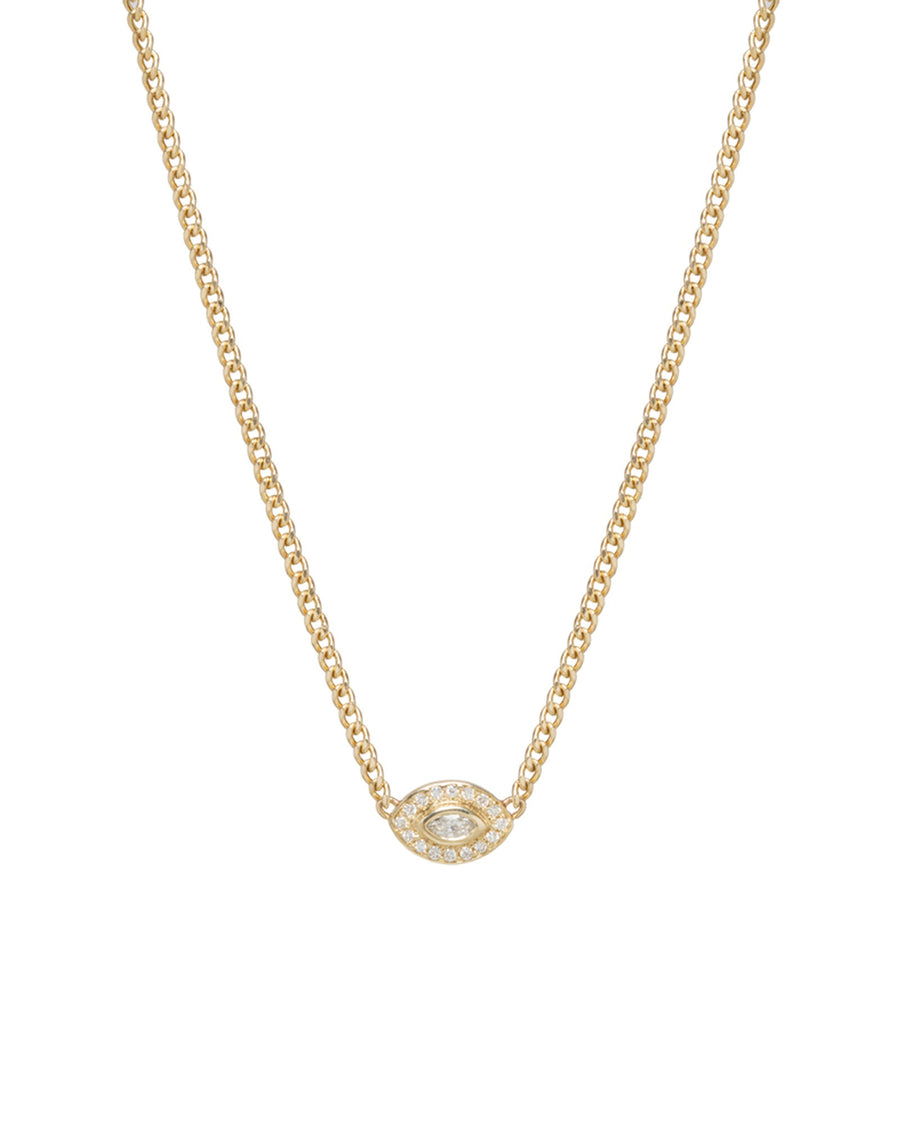 Zoe Chicco-Small Curb Chain Marquise Diamond Halo Necklace-Necklaces-14k Yellow Gold, Diamond-Blue Ruby Jewellery-Vancouver Canada