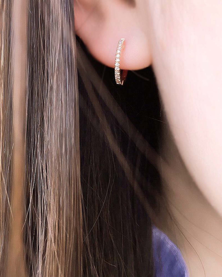 Liven-Small Diamond Huggie-Earrings-14k Yellow Gold, Diamond-Blue Ruby Jewellery-Vancouver Canada