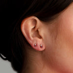Adina Reyter-Small Diamond Ruby Amigos Studs-Earrings-14k Yellow Gold, Diamond, Ruby-Blue Ruby Jewellery-Vancouver Canada