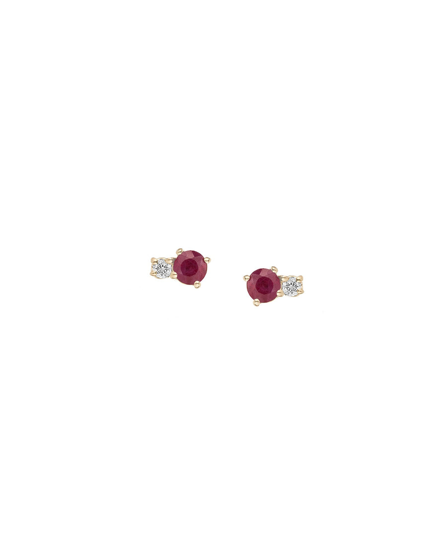 Adina Reyter-Small Diamond Ruby Amigos Studs-Earrings-14k Yellow Gold, Diamond, Ruby-Blue Ruby Jewellery-Vancouver Canada
