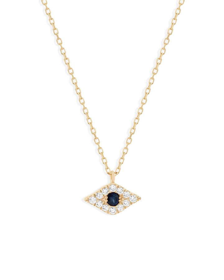 Quiet Icon-Small Evil Eye CZ Necklace-Necklaces-14k Gold Vermeil, Cubic Zirconia-Blue Ruby Jewellery-Vancouver Canada