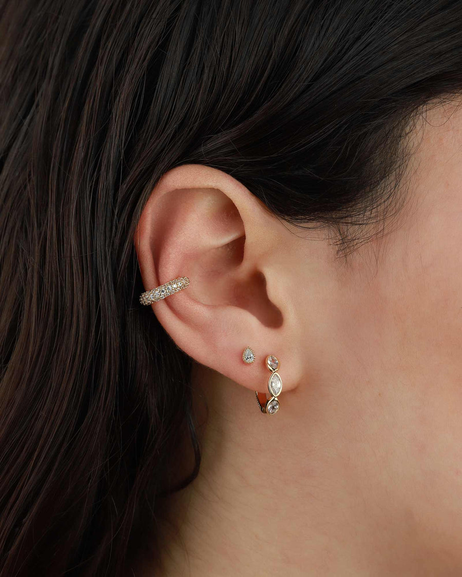 Tai-Small Teardrop Studs-Earrings-12k Gold Vermeil, Cubic Zirconia-Blue Ruby Jewellery-Vancouver Canada