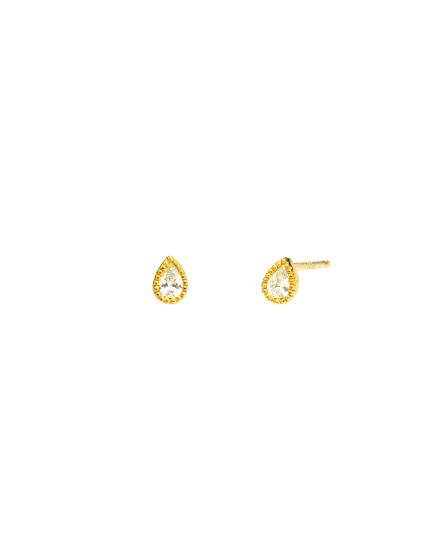 Tai-Small Teardrop Studs-Earrings-12k Gold Vermeil, Cubic Zirconia-Blue Ruby Jewellery-Vancouver Canada