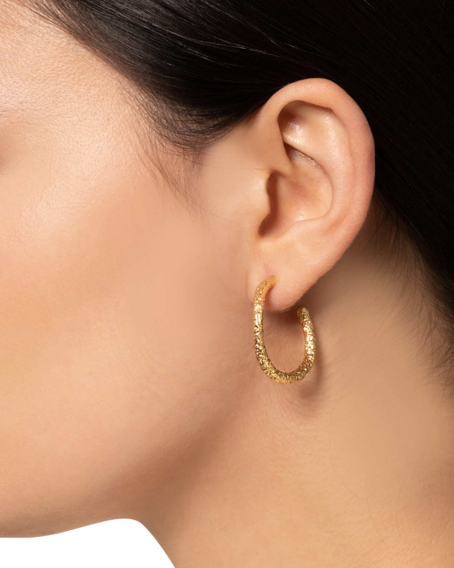 Alexis Bittar-Small Textured Hoops-Earrings-14k Gold Plated-Blue Ruby Jewellery-Vancouver Canada