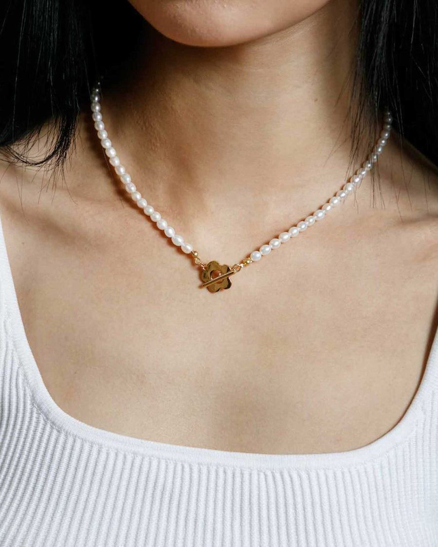 Wolf Circus-Sofia Pearl Necklace-Necklaces-Gold Plated, Freshwater Pearl-Blue Ruby Jewellery-Vancouver Canada