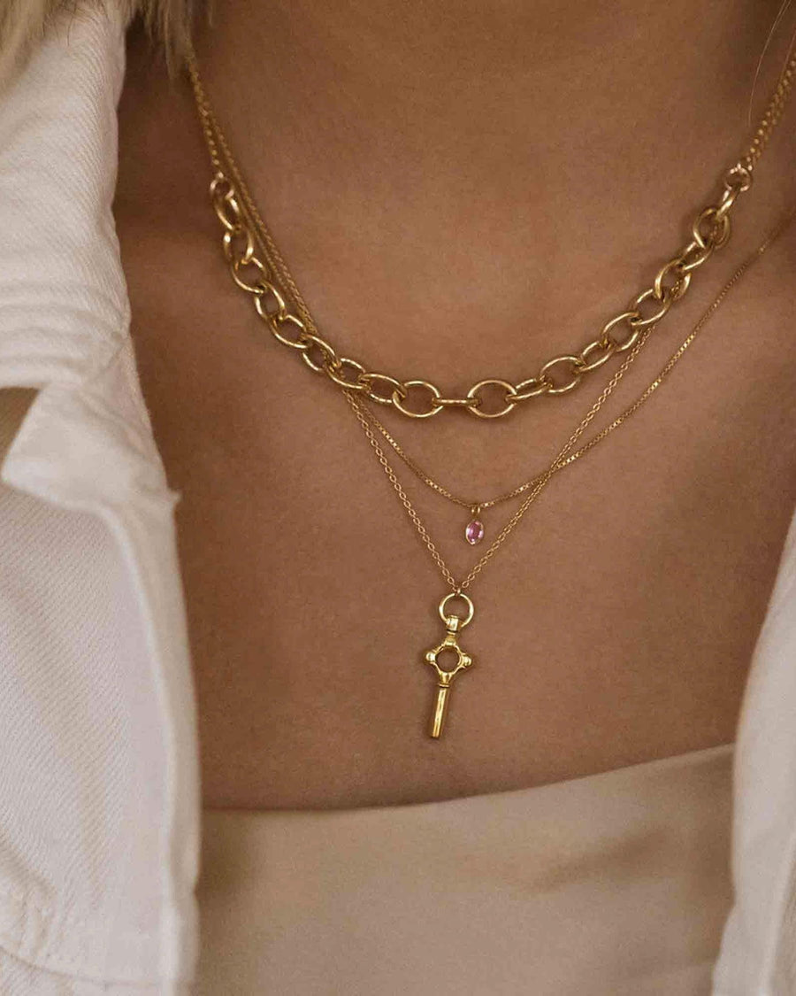 Leah Alexandra-Sofia Slice Necklace-Necklaces-14k Gold Vermeil, Pink Sapphire-Blue Ruby Jewellery-Vancouver Canada
