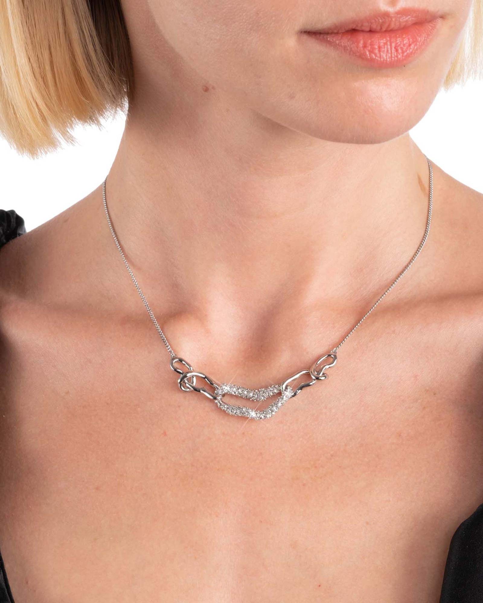 Alexis Bittar-Solanales Small Link Necklace-Necklaces-Rhodium Plated Brass, Crystal-Blue Ruby Jewellery-Vancouver Canada