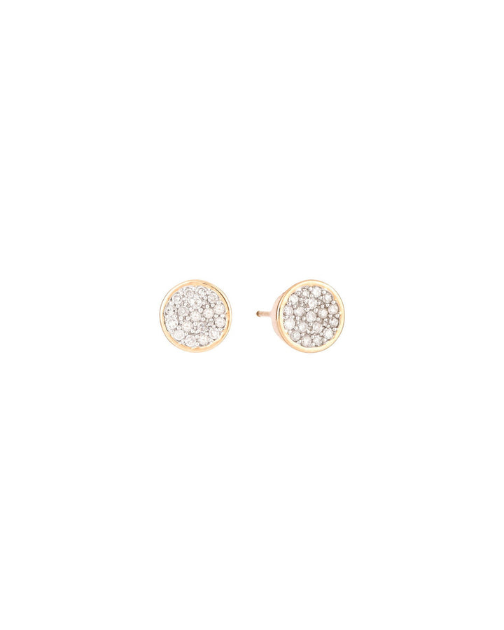 Adina Reyter-Solid Pavé Disc Studs-Earrings-14k Yellow Gold, Diamond-Blue Ruby Jewellery-Vancouver Canada