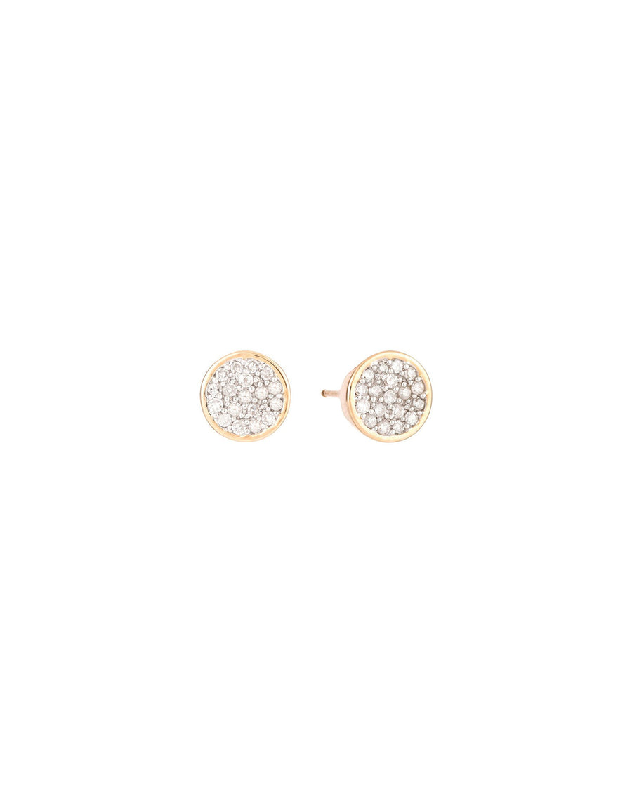 Adina Reyter-Solid Pavé Disc Studs-Earrings-14k Yellow Gold, Diamond-Blue Ruby Jewellery-Vancouver Canada