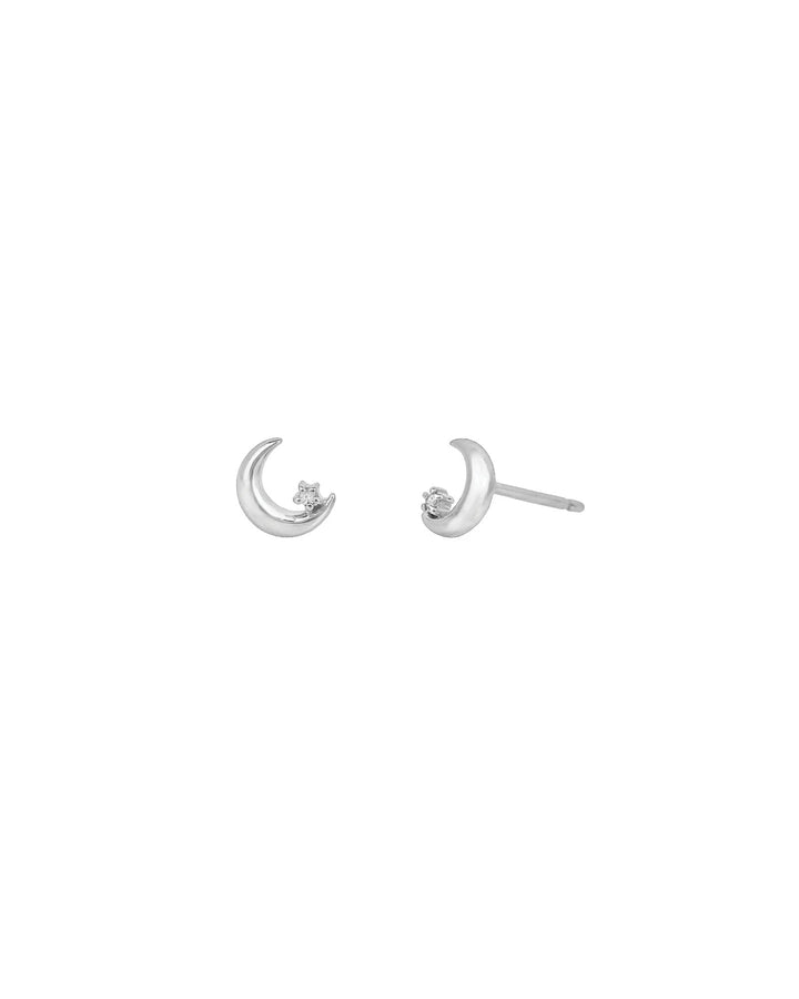 Tashi-Solitaire CZ Moon Studs-Earrings-Sterling Silver, Cubic Zirconia-Blue Ruby Jewellery-Vancouver Canada