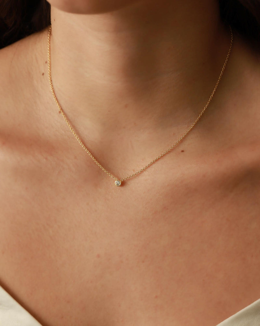 Tashi-Solitaire CZ Necklace-Necklaces-14k Gold Vermeil, Cubic Zirconia-Blue Ruby Jewellery-Vancouver Canada