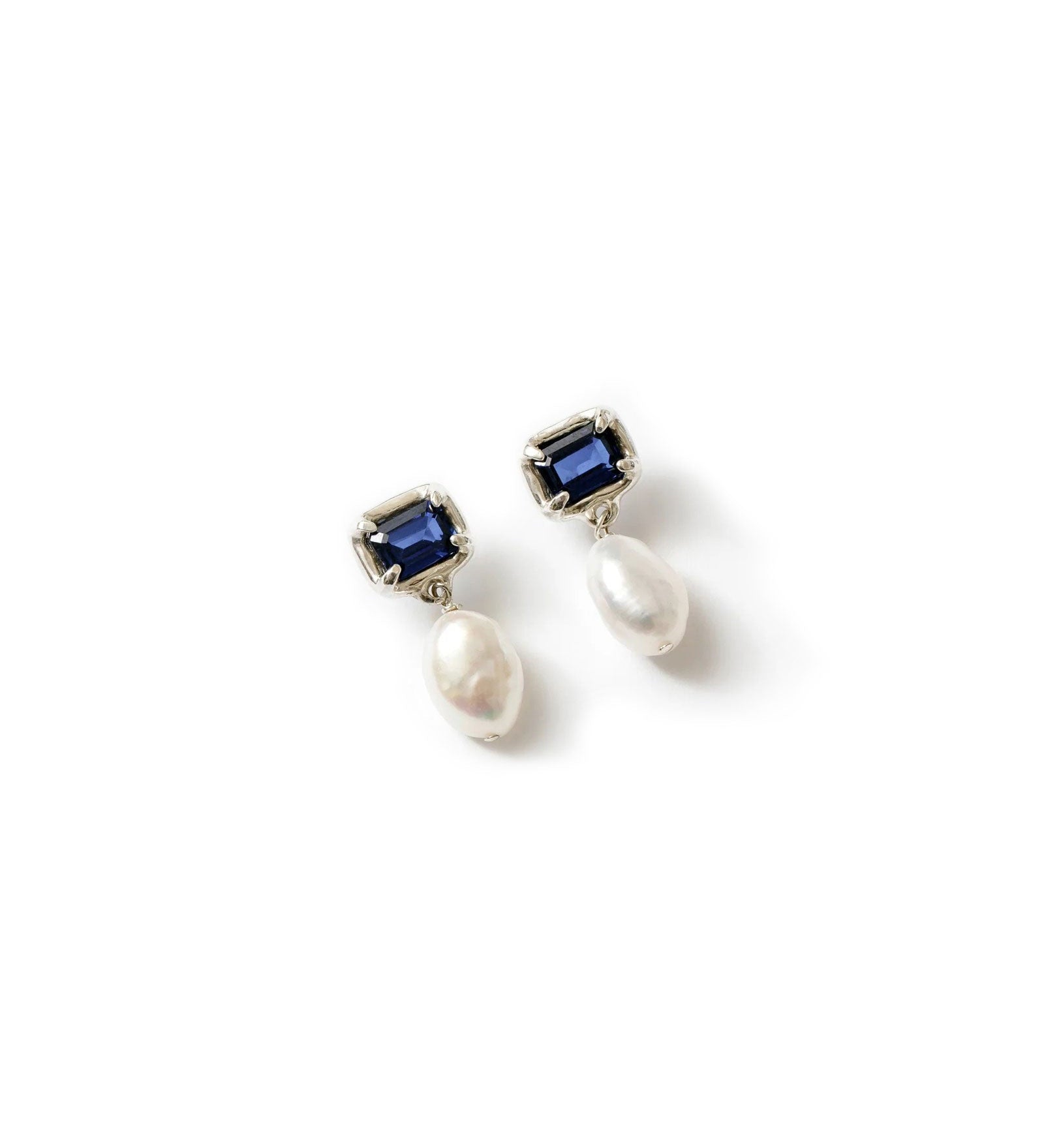 Wolf Circus-Sophie Earrings-Earrings-Gold Plated, Synthetic Blue Sapphire, Freshwater Pearl-Blue Ruby Jewellery-Vancouver Canada