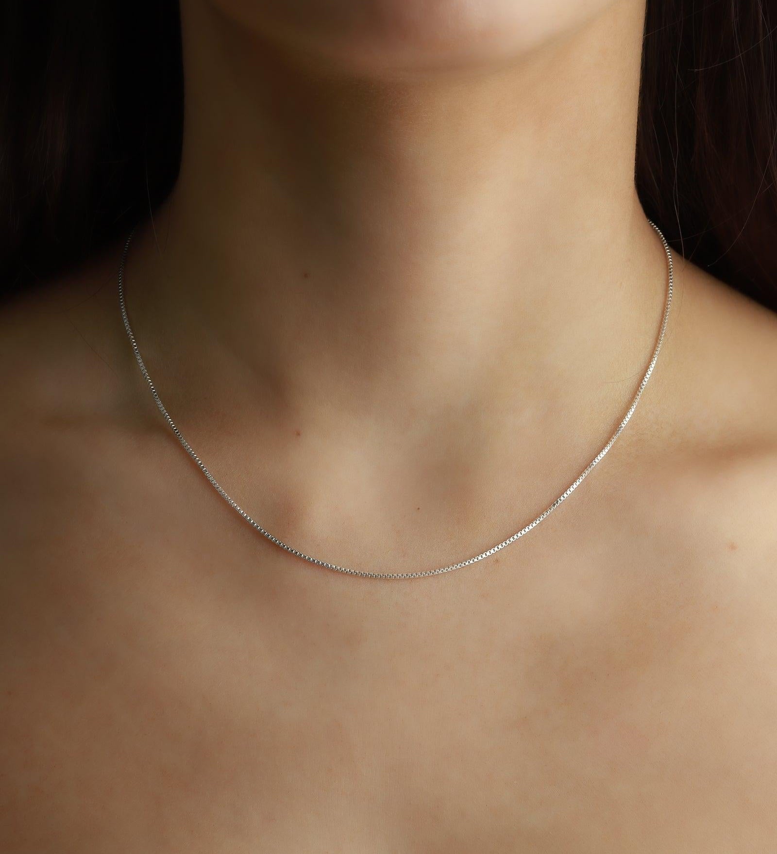 1948-Square Box Chain Necklace-Necklaces-Blue Ruby Jewellery-Vancouver Canada