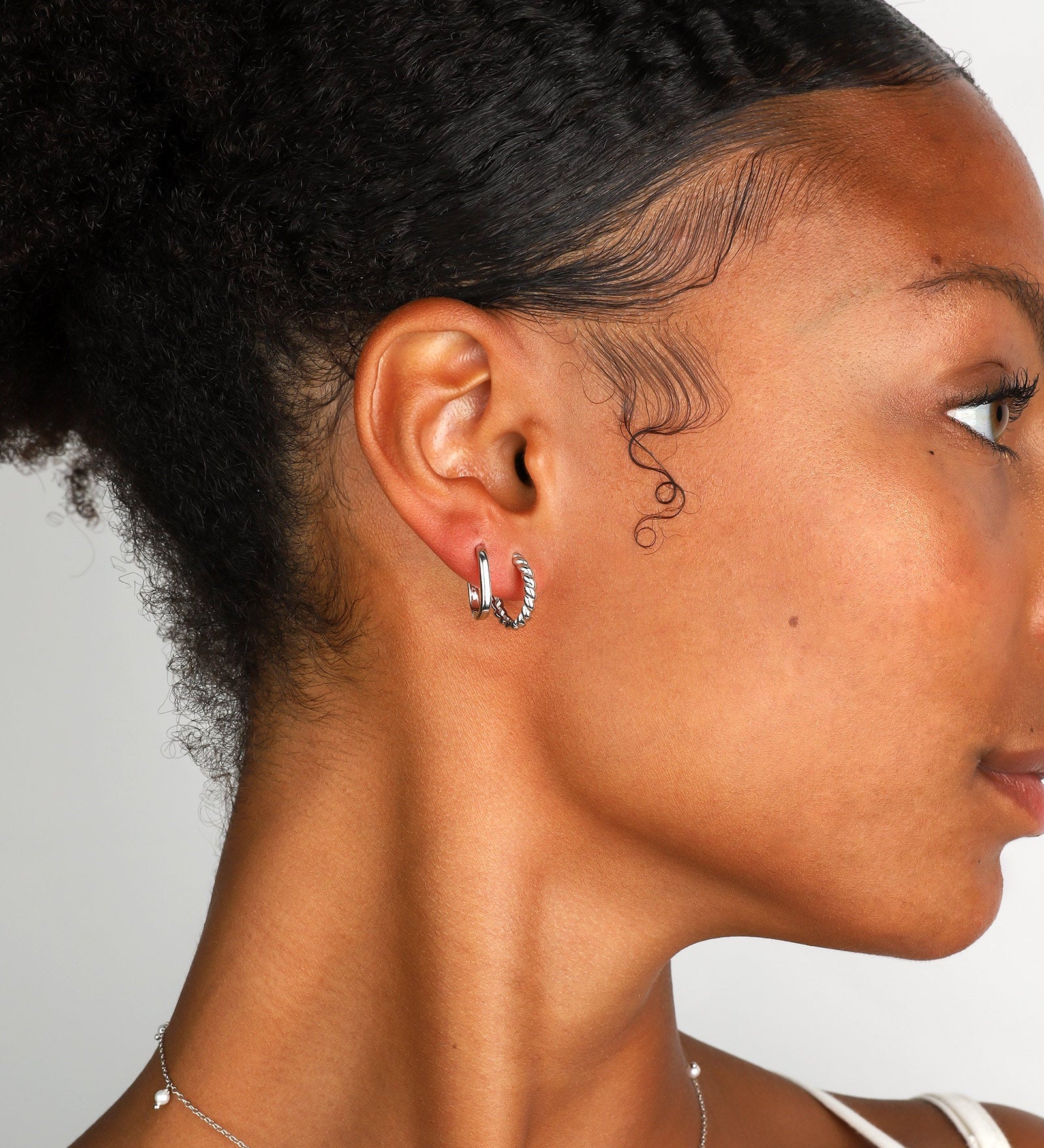 Quiet Icon-Square Huggies | 15mm-Earrings-Rhodium Plated Sterling Silver-Blue Ruby Jewellery-Vancouver Canada