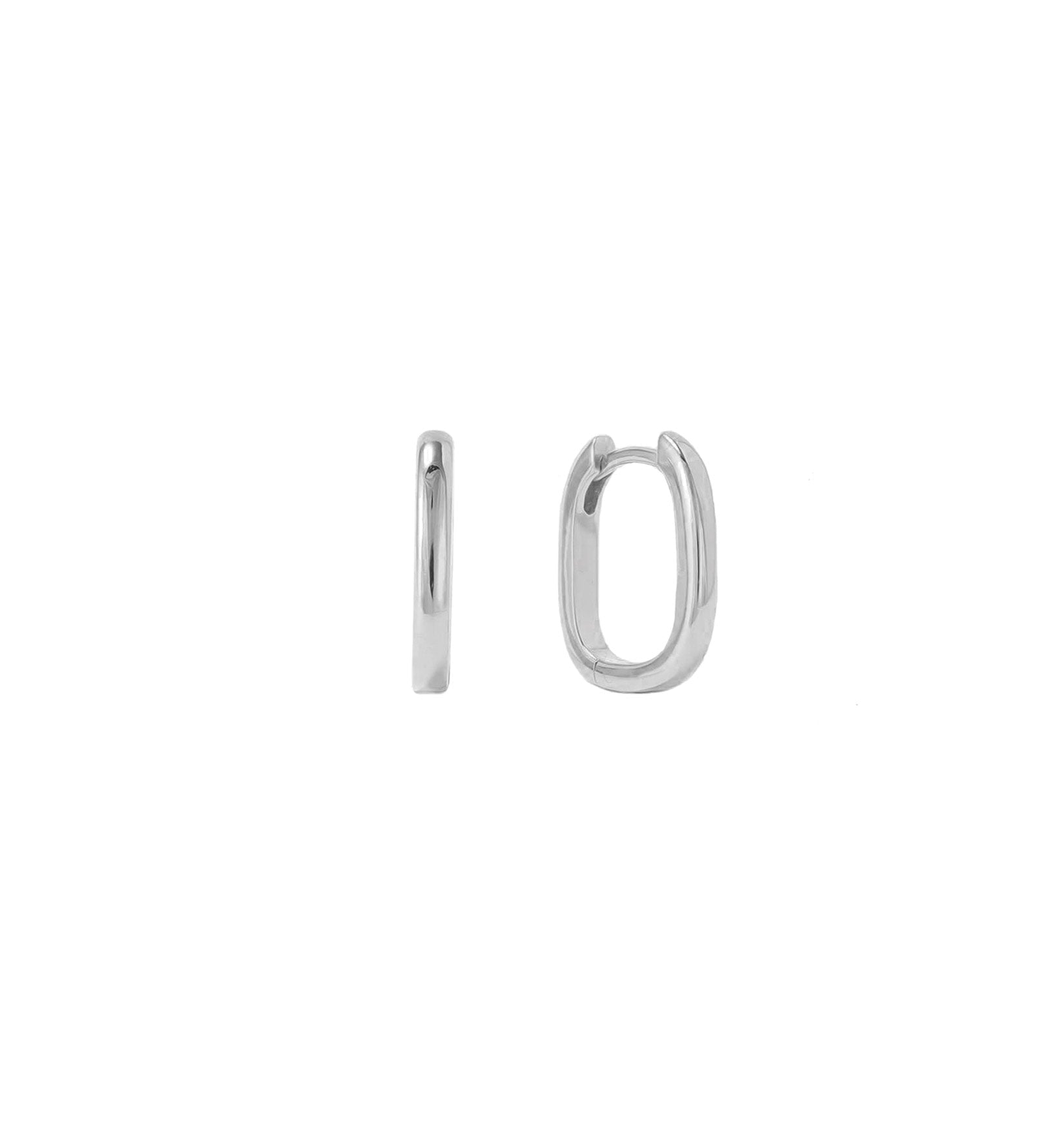 Quiet Icon-Square Huggies | 15mm-Earrings-Rhodium Plated Sterling Silver-Blue Ruby Jewellery-Vancouver Canada