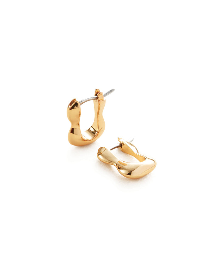 Jenny Bird-Squiggle Huggies-Earrings-14k Gold Plated-Blue Ruby Jewellery-Vancouver Canada