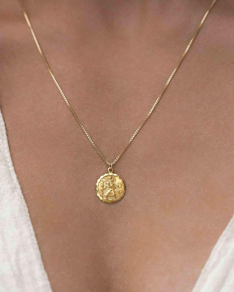 Leah Alexandra-St Christopher Necklace-Necklaces-14k Gold Vermeil, 14k Gold-fill-Blue Ruby Jewellery-Vancouver Canada