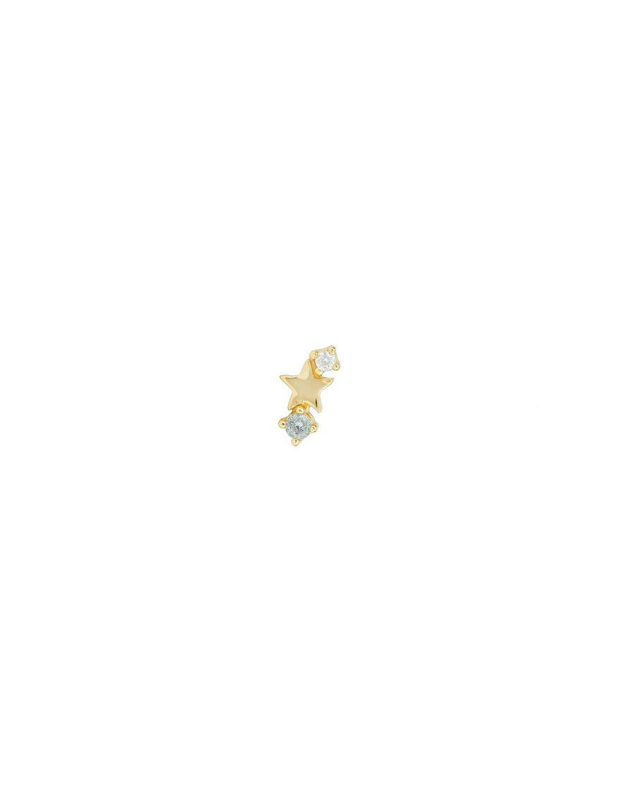 Quiet Icon-Star Aquamarine + CZ Stud-Earrings-14k Gold Vermeil, Cubic Zirconia-Blue Ruby Jewellery-Vancouver Canada