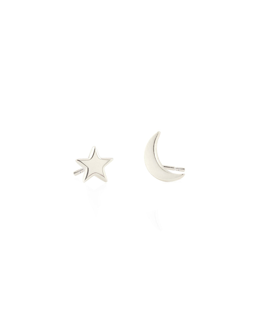 Kris Nations-Star + Moon Stud Earrings-Earrings-Sterling Silver-Blue Ruby Jewellery-Vancouver Canada