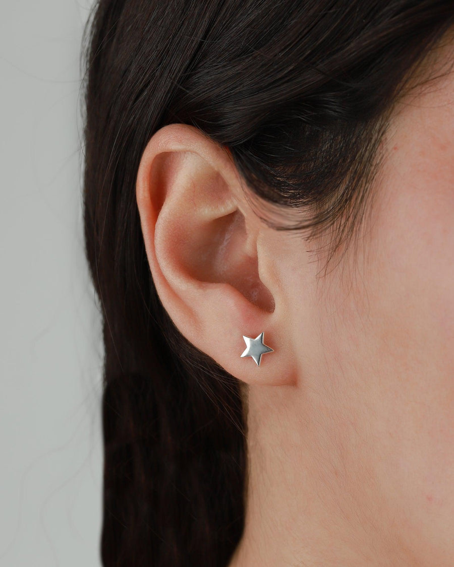 Tashi-Star + Moon Studs-Earrings-Sterling Silver-Star & Moon-Blue Ruby Jewellery-Vancouver Canada