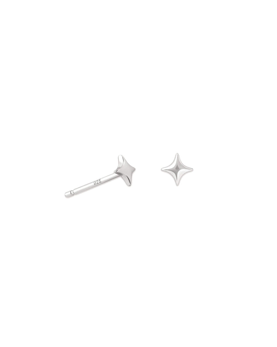Quiet Icon-Star Stud-Earrings-Rhodium Plated Sterling Silver-Blue Ruby Jewellery-Vancouver Canada