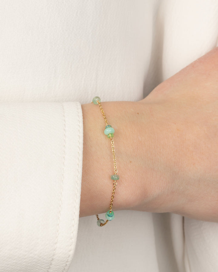 Gem Jar-Station Stone Bracelet-Bracelets-14k Gold Filled, Green Opal-Blue Ruby Jewellery-Vancouver Canada