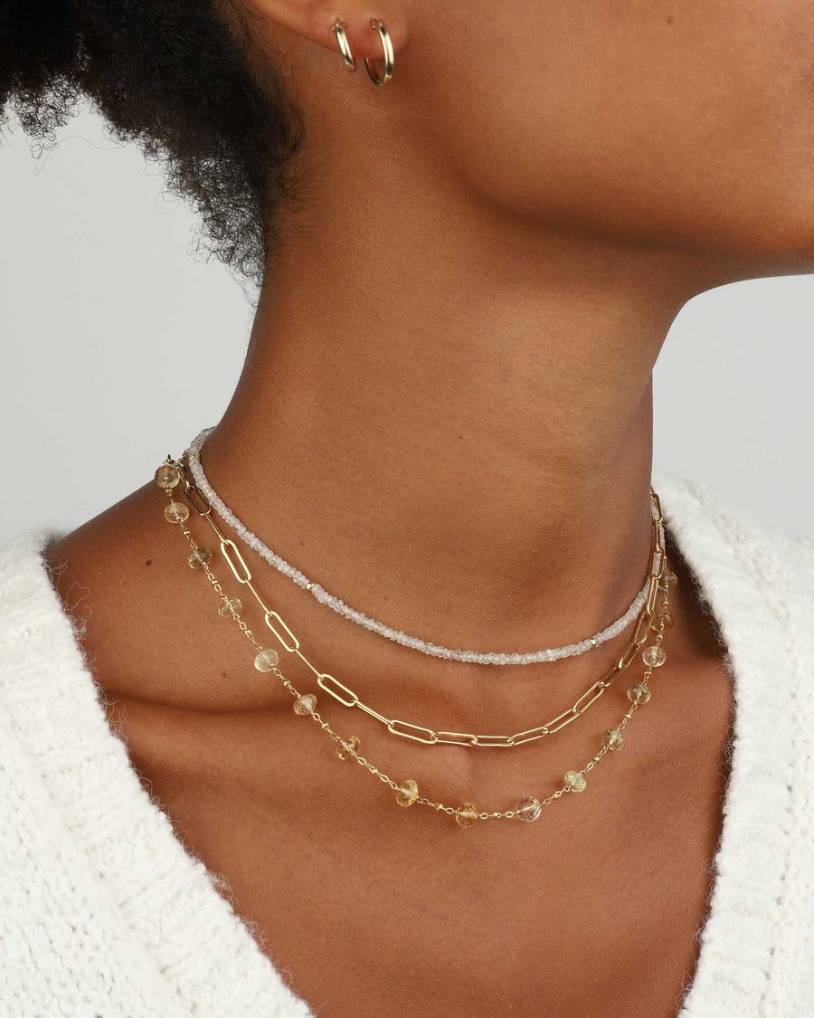Gem Jar-Station Stone Satellite Necklace-Necklaces-14k Gold Filled, Citrine-Blue Ruby Jewellery-Vancouver Canada