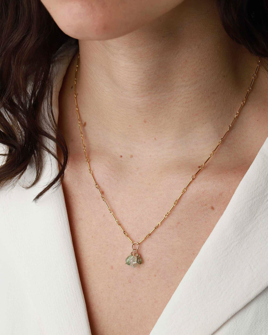 Poppy Rose-Stephanie Necklace-Necklaces-14k Gold-fill, Prasiolite, Green Apatite, and Green Tourmaline-Blue Ruby Jewellery-Vancouver Canada