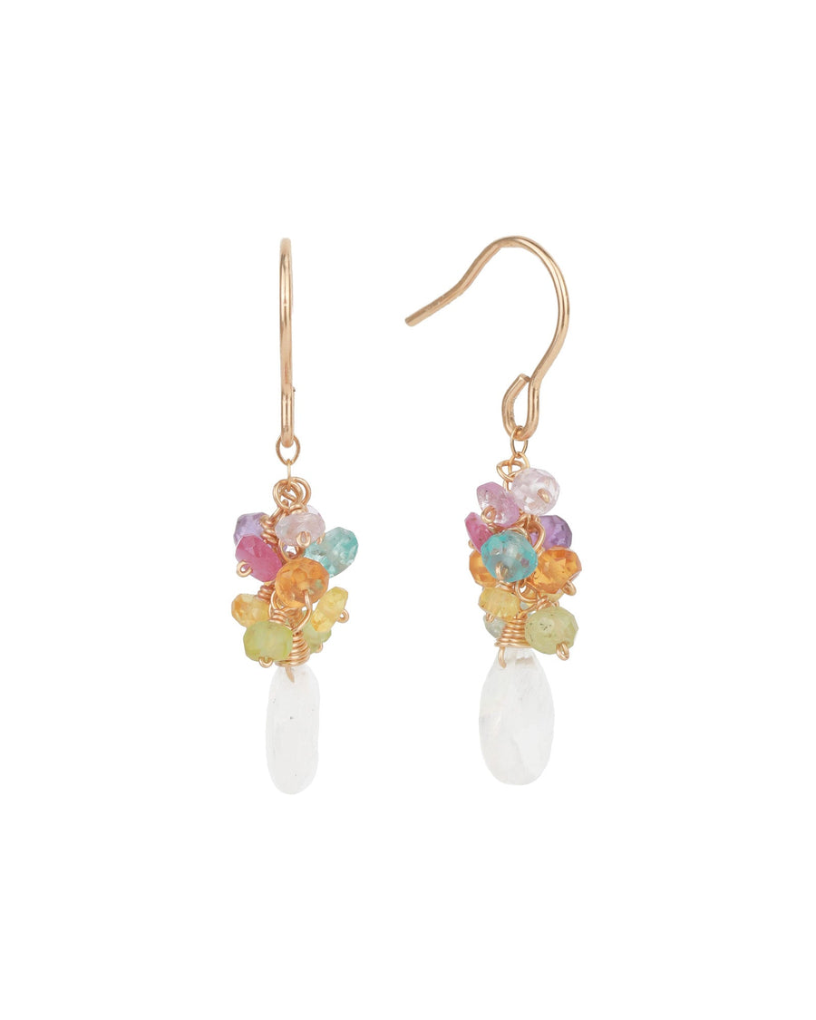 Gem Jar-Stone Drop Cluster Hooks-Earrings-14k Gold Filled-Rainbow Moonstone-Blue Ruby Jewellery-Vancouver Canada