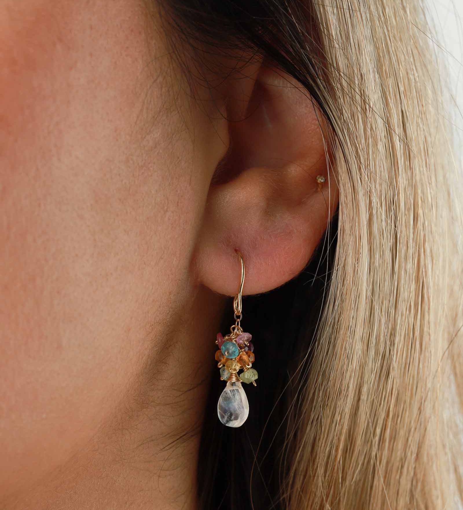Gem Jar-Stone Drop Cluster Hooks-Earrings-Blue Ruby Jewellery-Vancouver Canada