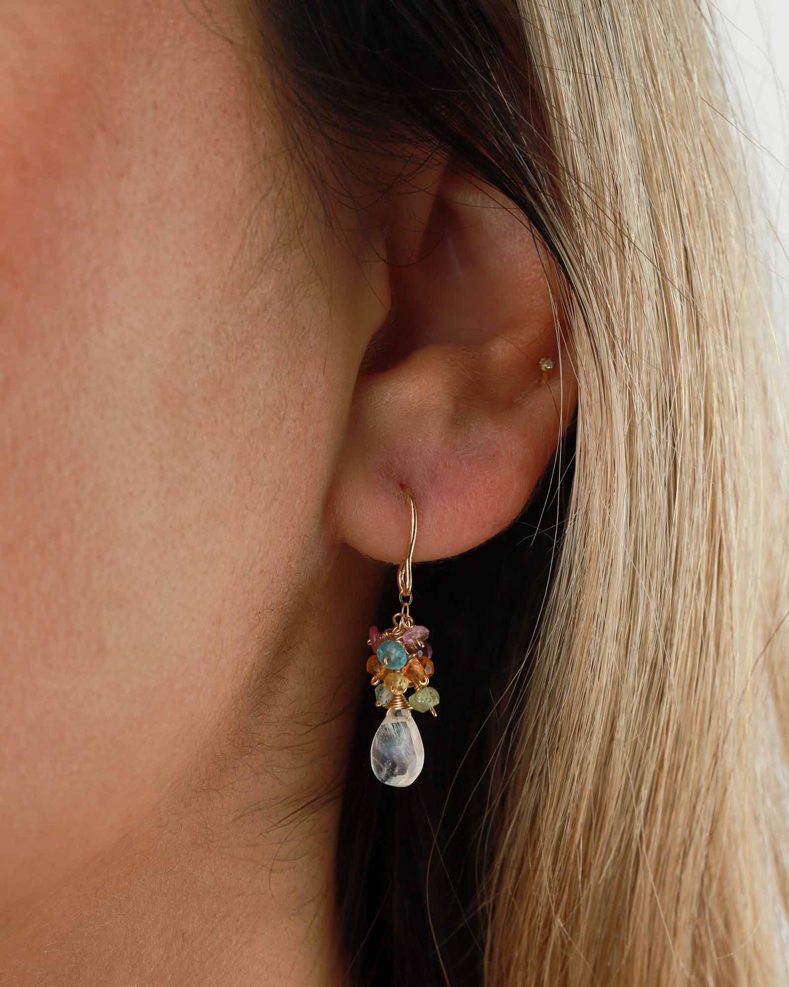Gem Jar-Stone Drop Cluster Hooks-Earrings-Blue Ruby Jewellery-Vancouver Canada