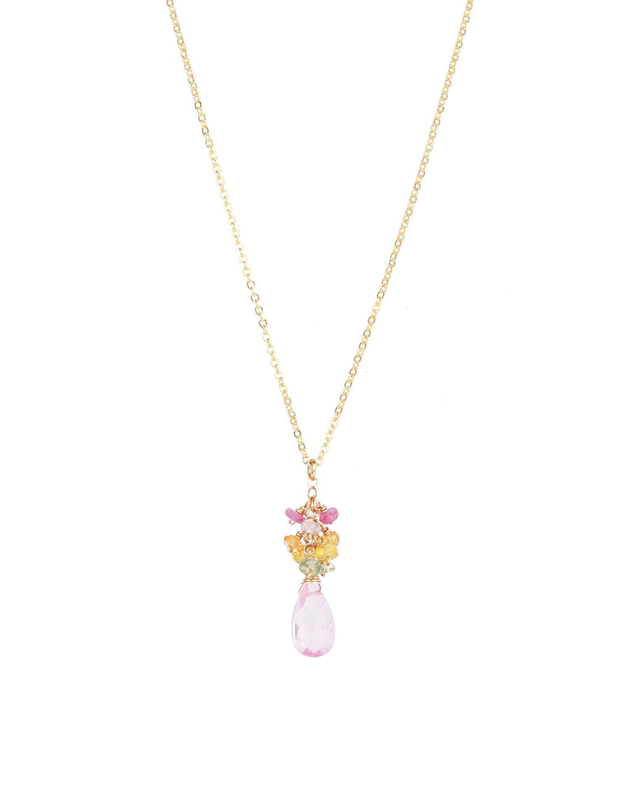 Gem Jar-Stone Drop Cluster Necklace-Necklaces-14k Gold Filled-Pink Topaz-Blue Ruby Jewellery-Vancouver Canada