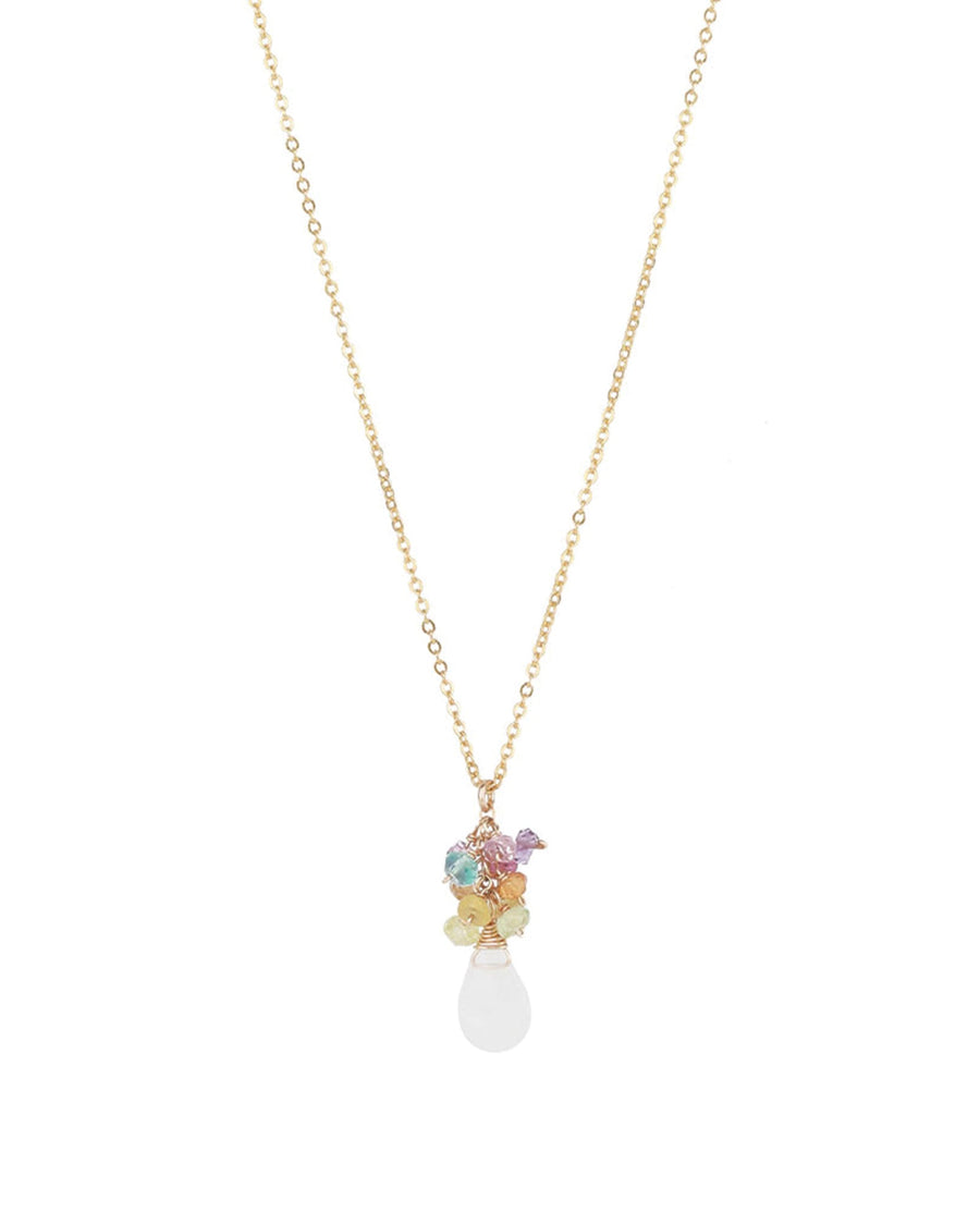 Gem Jar-Stone Drop Cluster Necklace-Necklaces-14k Gold Filled-Rainbow Moonstone-Blue Ruby Jewellery-Vancouver Canada