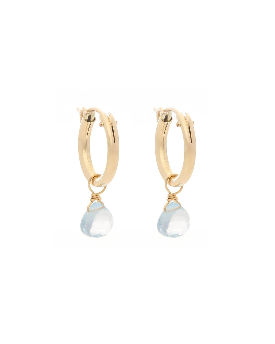 Cause We Care-Stone Drop Huggies-Earrings-14k Gold-fill, Blue Topaz-Blue Ruby Jewellery-Vancouver Canada
