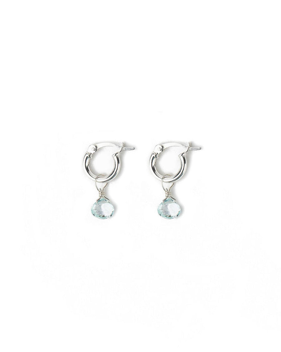 Cause We Care-Stone Drop Huggies-Earrings-Sterling Silver, Blue Topaz-Blue Ruby Jewellery-Vancouver Canada