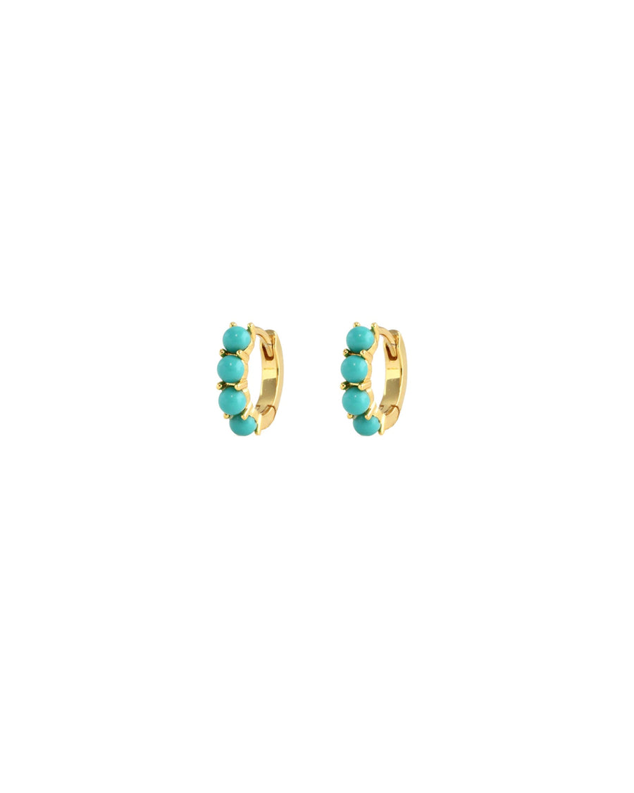 Kris Nations-Stone Huggies I 13mm-Earrings-18k Gold Vermeil-Turquoise-Blue Ruby Jewellery-Vancouver Canada