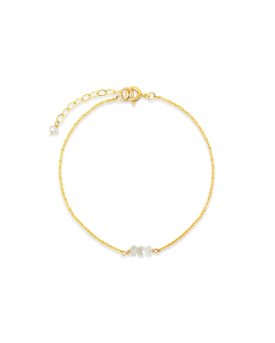 Poppy Rose-Stone + Pearl Bracelet-Bracelets-14k Gold Filled, Freshwater Pearl, Moonstone-Blue Ruby Jewellery-Vancouver Canada