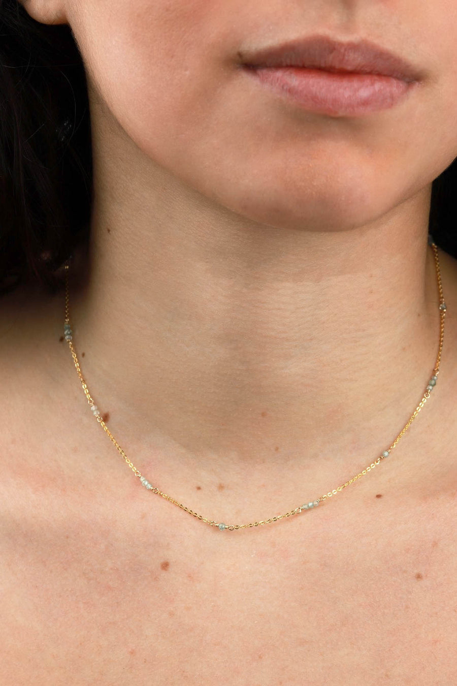 Cause We Care-Stone Station Necklace-Necklaces-14k Gold-fill-Blue Ruby Jewellery-Vancouver Canada