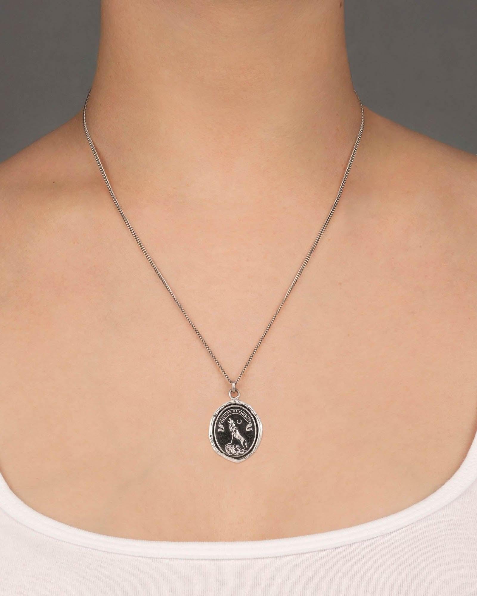 Struggle and Emerge Talisman-Oxidized Sterling Silver-Blue Ruby Jewellery-Vancouver Canada