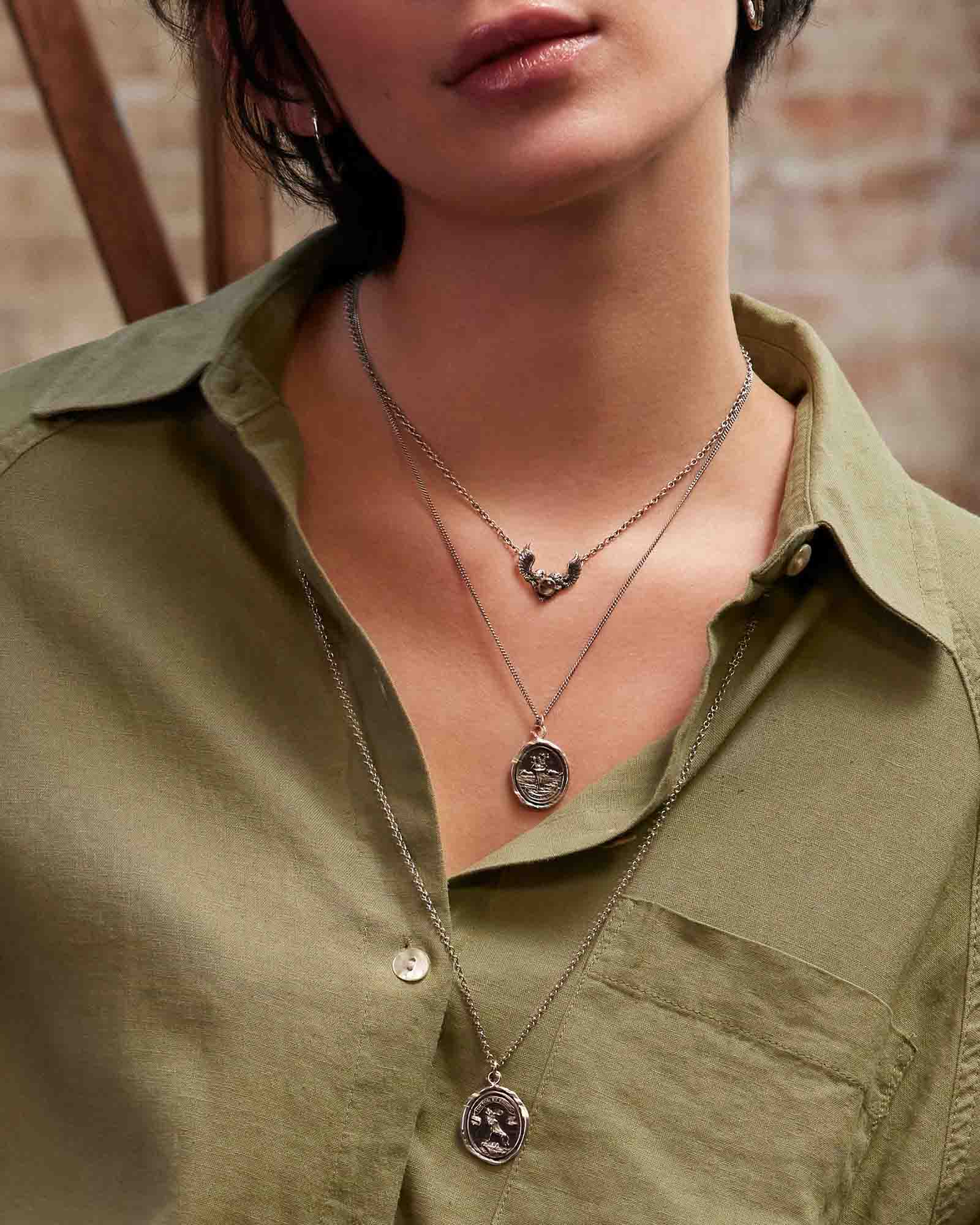 Struggle and Emerge Talisman-Oxidized Sterling Silver-Blue Ruby Jewellery-Vancouver Canada