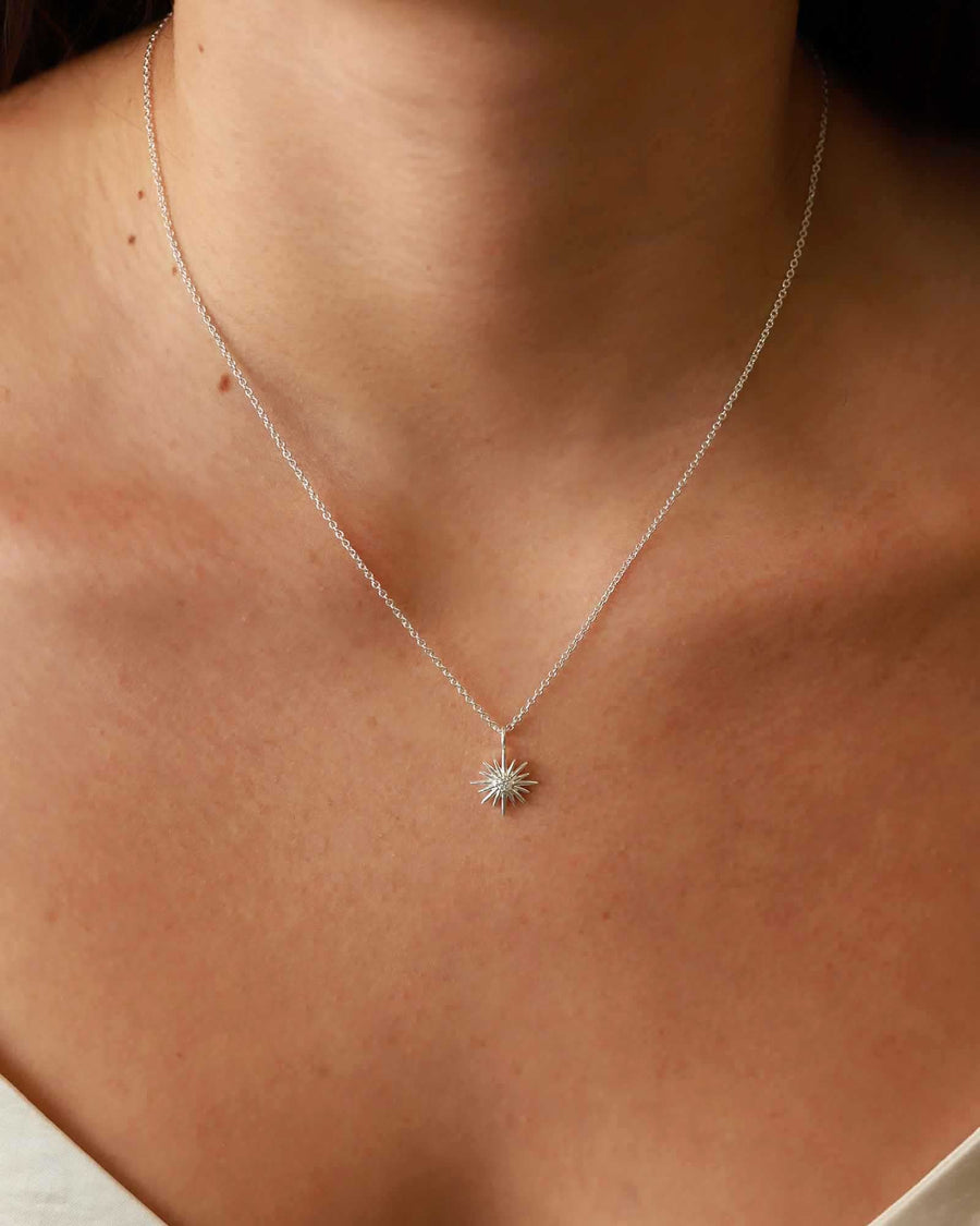 Tashi-Sunburst CZ Necklace-Necklaces-Sterling Silver, Cubic Zirconia-Sunburst-Blue Ruby Jewellery-Vancouver Canada