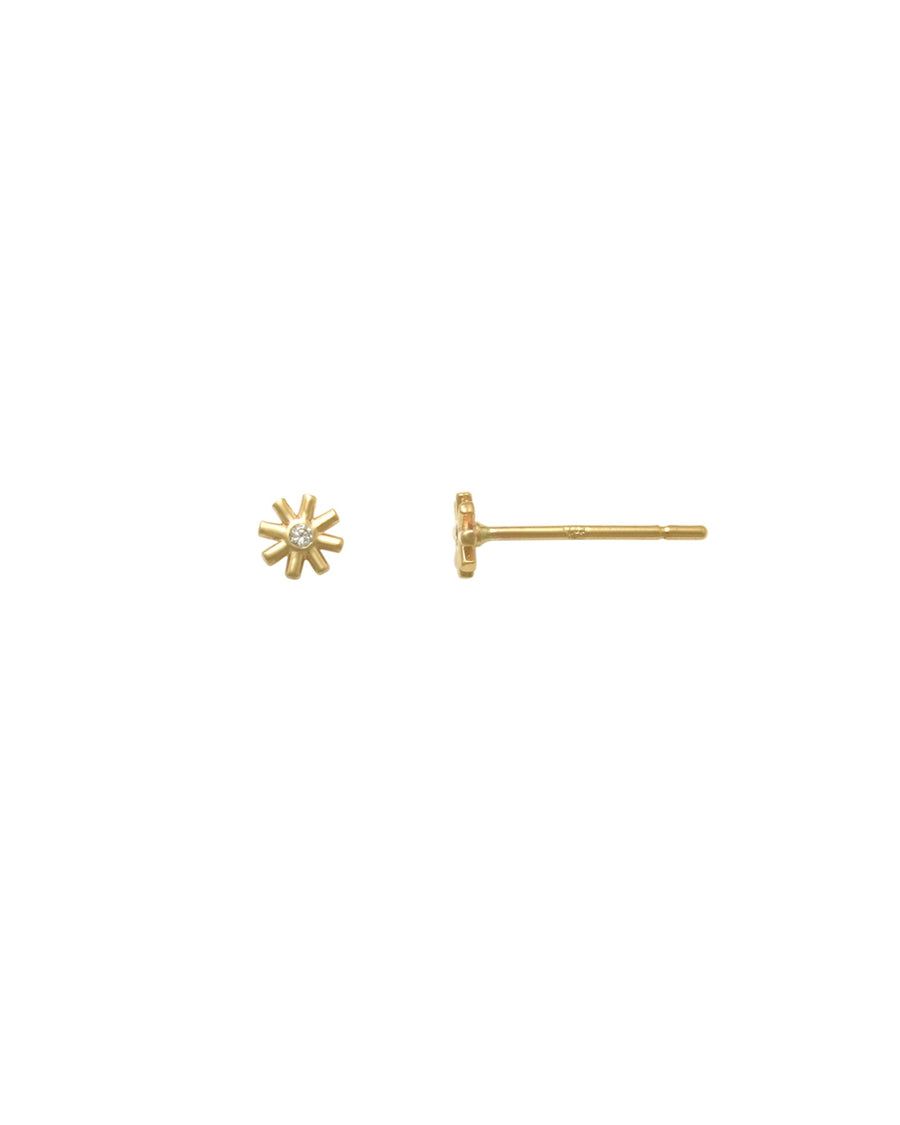 Valley of the Fine-Sunflower Stud-Earrings-10k Yellow Gold, Cubic Zirconia-Blue Ruby Jewellery-Vancouver Canada