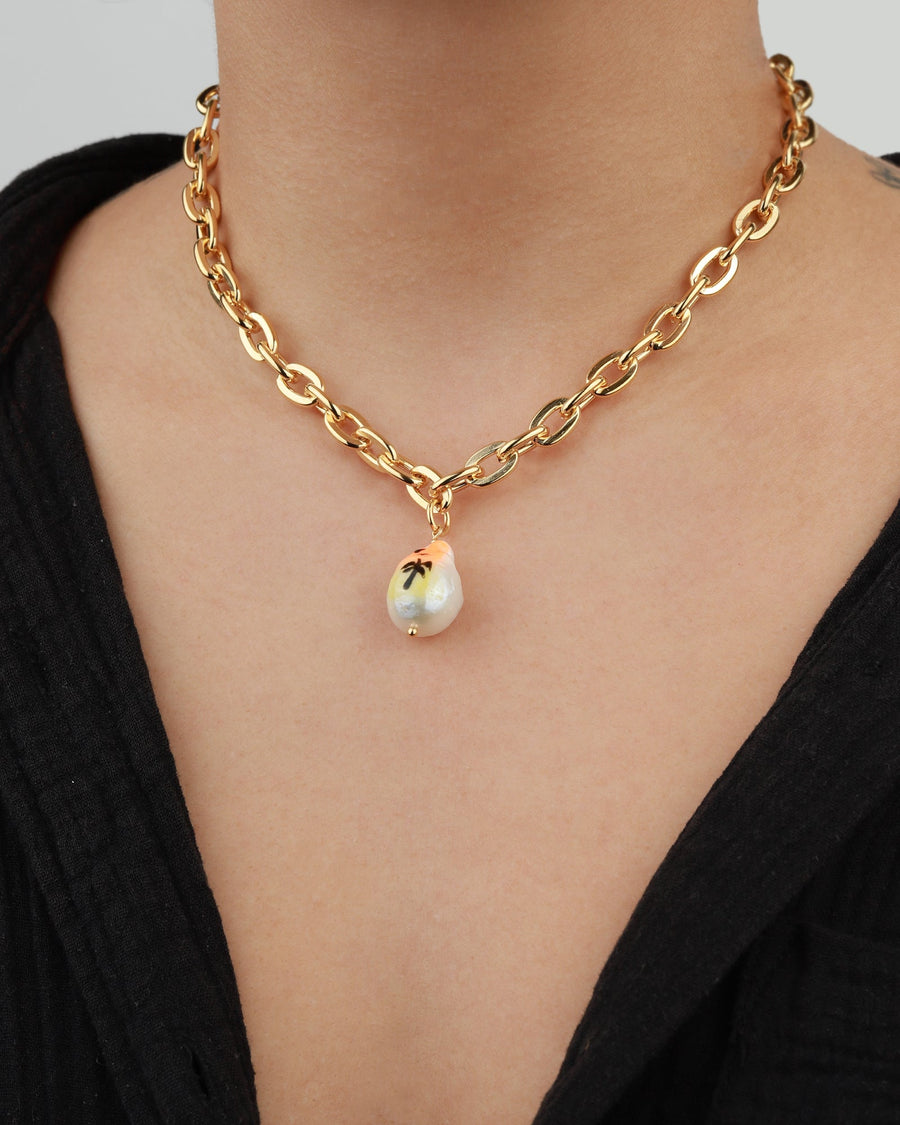Sunset Drive Necklace 14k Gold Plated, Freshwater Pearls