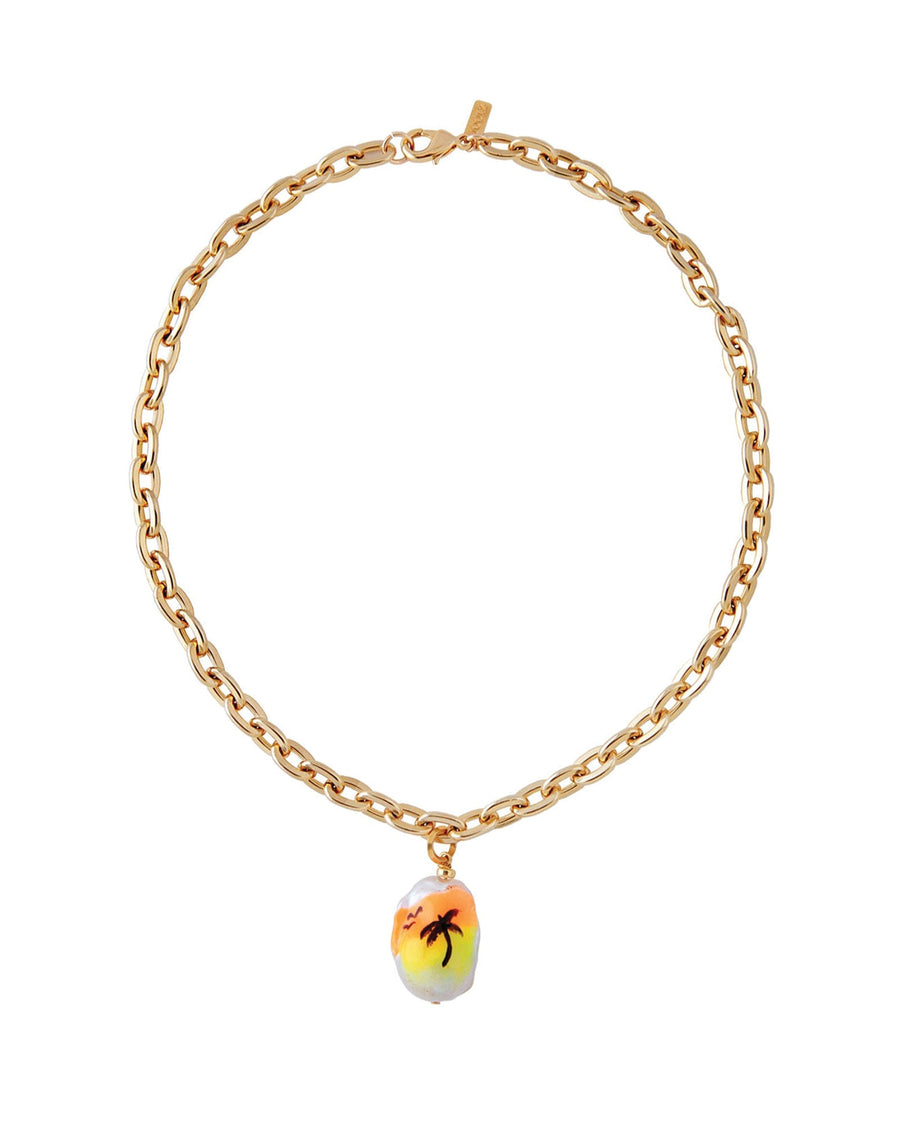 Sunset Drive Necklace-Necklaces-Martha Calvo-14k Gold Plated, Freshwater Pearls-Blue Ruby Jewellery-Vancouver-Canada
