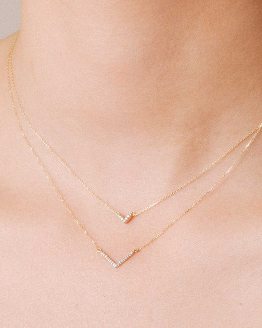 Adina Reyter-Super Tiny Pavé V Chevron Necklace-Necklaces-14k Yellow Gold, Diamond-Blue Ruby Jewellery-Vancouver Canada