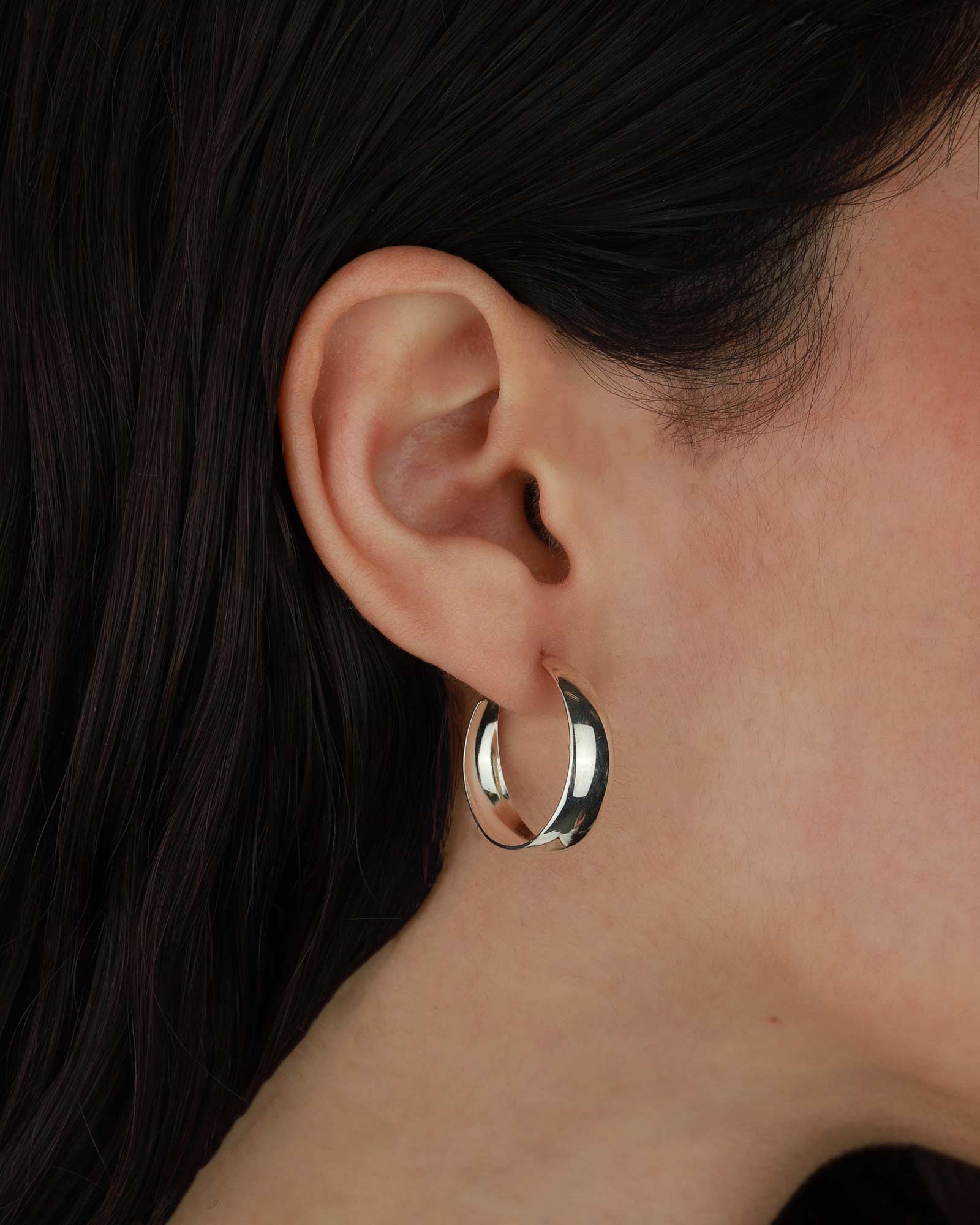 Tashi-Tapered Hoops I 20mm-Earrings-Sterling Silver-Blue Ruby Jewellery-Vancouver Canada